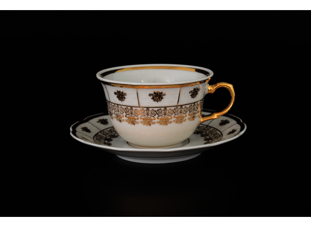 Набор чайных пар Менуэт Золотой орнамент (чашка 220 мл + блюдце) на 6 персон