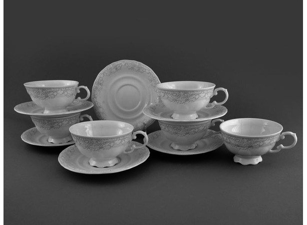Чайный набор Соната Белая 3002 (чашка 200 мл + блюдце) на 6 персон