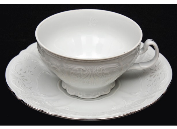 Набор для чая Бернадотт платина 2021 (чашка 220 мл + блюдце) на 6 персон 12 предметов (низкие на ножке)