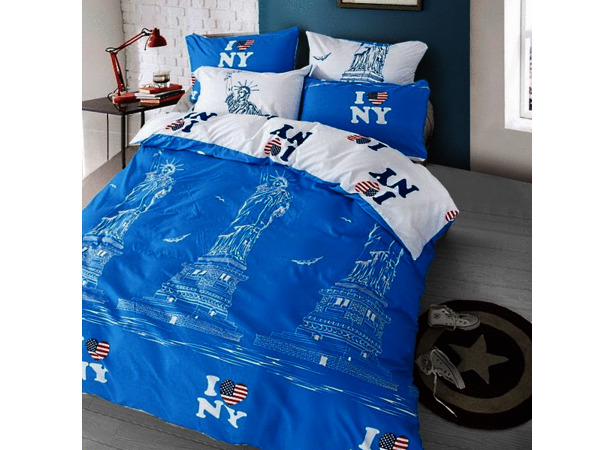 Комплект постельного белья Liliya New-York (голубой) микрофибра двуспальный