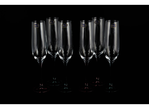 Набор фужеров для шампанского Виола Цветные 190 мл 6 шт