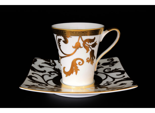 Набор чайных пар Tosca White Gold (чашка 220 мл + блюдце) на 6 персон 12 предметов