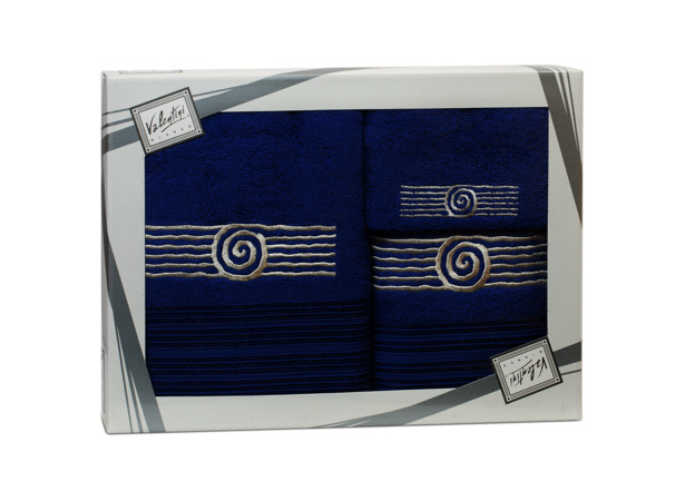 Комплект полотенец Valentini Sea 1 (синий) 30х50 см 50х100 см 70х140 см 3 шт