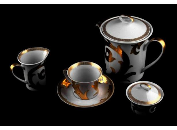 Сервиз чайный Арабески голд на 6 персон 15 предметов