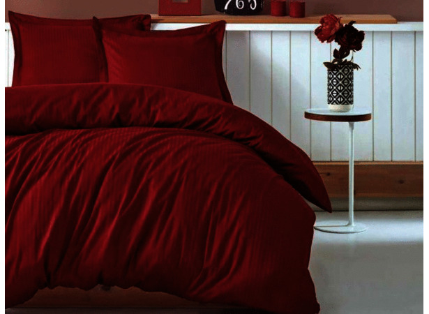Комплект постельного белья Cottonbox Elegant (бордовый) страйп-сатин двуспальный евро