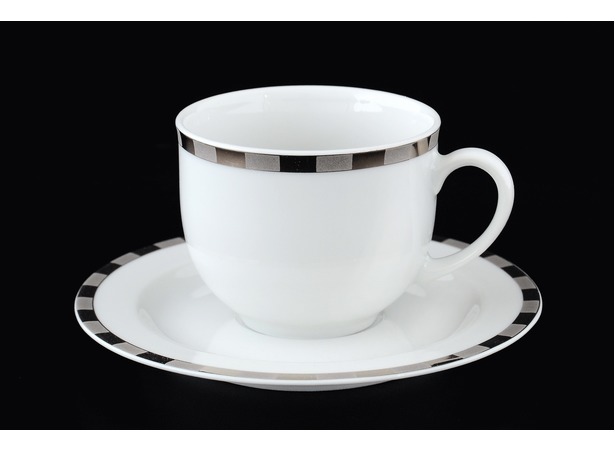 Набор кофейных пар Опал Платиновые пластинки (чашка 160 мл + блюдце) на 6 персон
