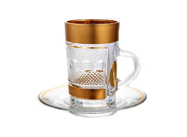 Набор для чая Двойная золотая полоса (чашка 120 мл + блюдце) на 6 персон