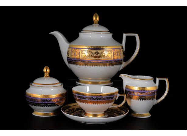 Чайный сервиз Diadem Violet Cream Gold на 6 персон 15 предметов