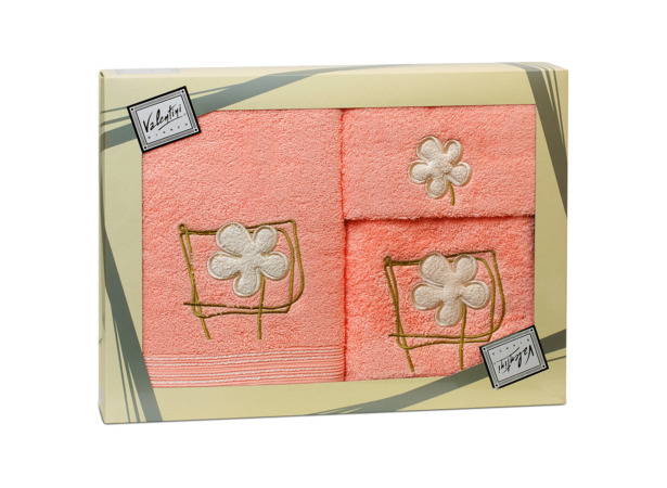 Комплект полотенец Valentini Flower 2 (розовый) 30х50 см 50х100 см 70х140 см 3 шт