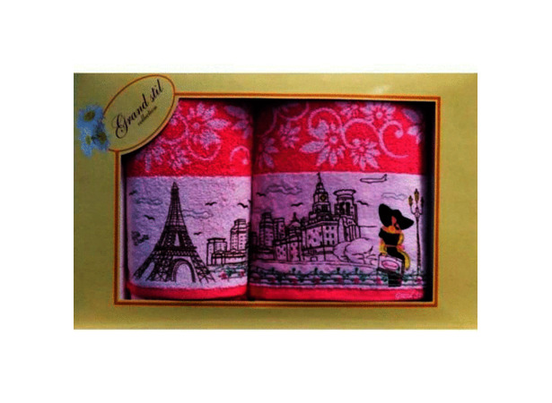 Набор махровых полотенец Grand Stil Париж (розовый) 48х90 см 68х135 см 2 шт