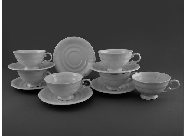 Чайный набор Соната Белая 3001 (чашка 200 мл + блюдце) на 6 персон