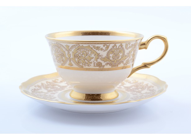 Набор чайных пар Golden Romance Cream Gold (чашка 220 мл + блюдце) на 6 персон