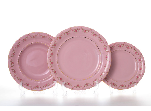 Набор тарелок Соната Розовый фарфор 0158 18 предметов