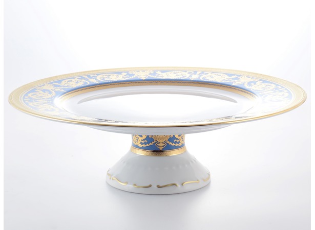Тарелка для торта Constanza Imperial Blue Gold 32 см на ножке