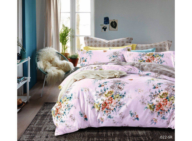 Комплект постельного белья Cleo Цветочный орнамент на светлом фоне сатин двуспальный
