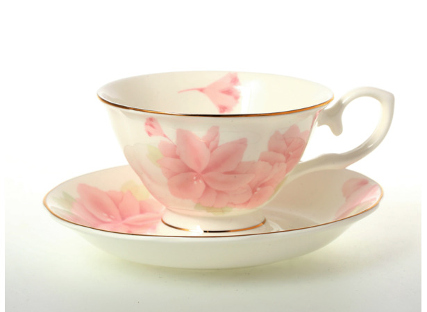 Набор чайных пар Розовые цветы на 6 персон