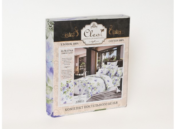 Комплект постельного белья Cleo Орнамент и цветы на сером фоне бязь сем