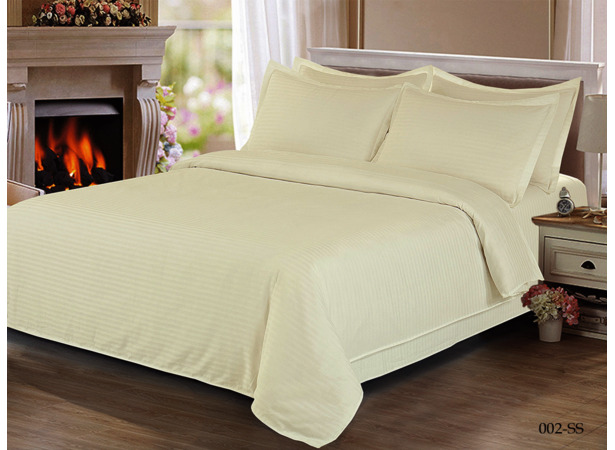 Комплект постельного белья Cleo Stripe Satin (кремовый) двуспальный евро