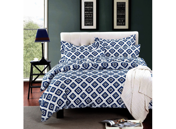 Комплект постельного белья Liliya Синий орнамент микрофибра двуспальный евро