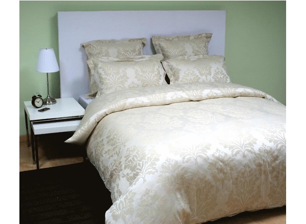 Комплект постельного белья Marize Бежевый с растительным орнаментом жаккард евро макси (нав 70х70 см)