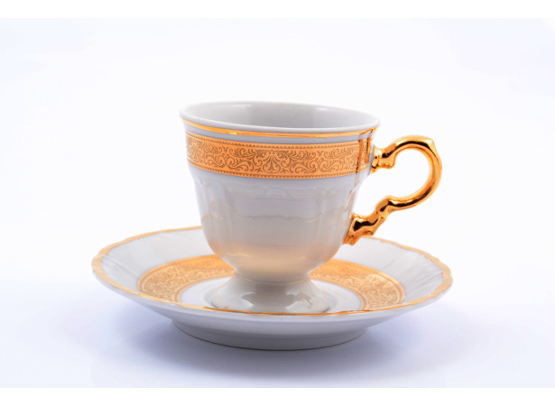 Набор кофейных пар Мария Луиза Золотая лента (чашка 120 мл + блюдце) на 6 персон