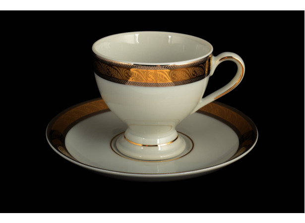 Набор кофейных пар Кристина Платиновая золотая лента (чашка 150 мл + блюдце) на 6 персон