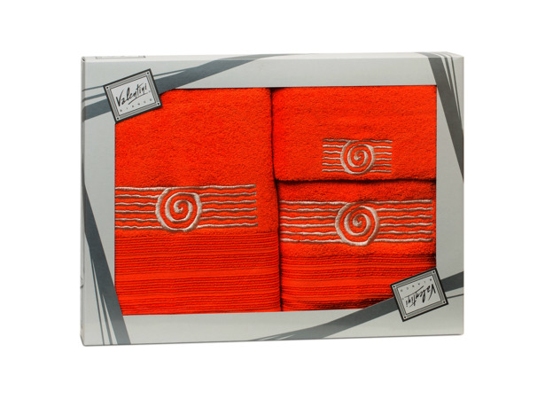 Комплект полотенец Valentini Sea 1 (оранжевый) 30х50 см 50х100 см 70х140 см 3 шт