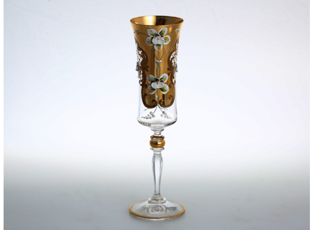 Набор для шампанского Лепка прозрачная золотая ножка 190 мл 6 шт
