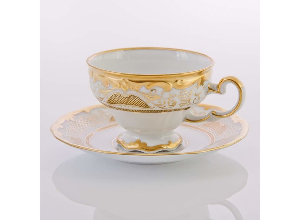 Набор для чая Симфония золотая 427 (чашка 210 мл + блюдце) на 6 персон 12 предметов в подарочной упаковке