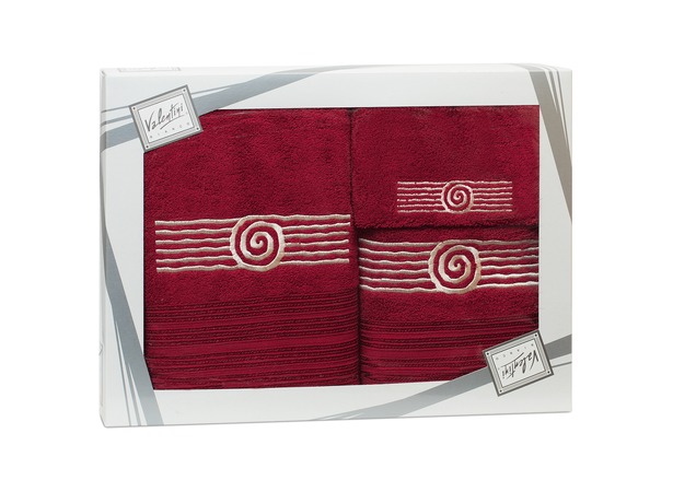Комплект полотенец Valentini Sea 1 (бордовый) 30х50 см 50х100 см 70х140 см 3 шт