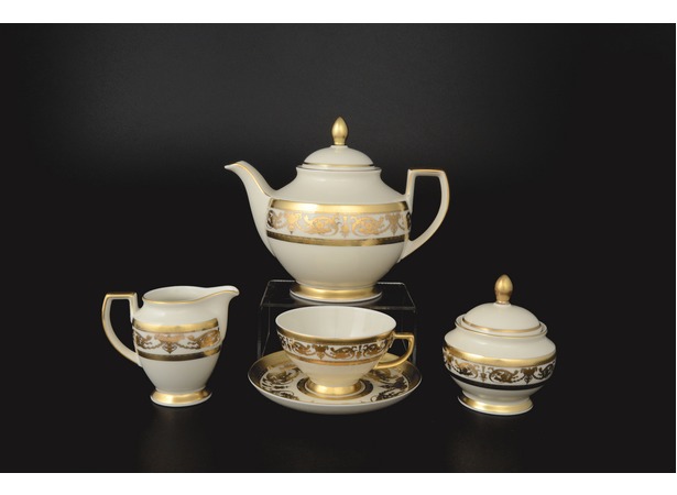 Чайный сервиз Constanza Cream Imperial Gold на 6 персон 15 предметов