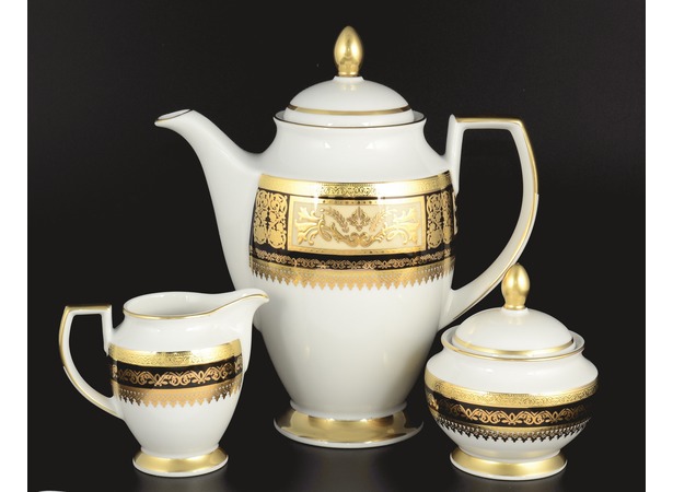 Кофейный набор из 3 предметов Diadem Black Cream Gold
