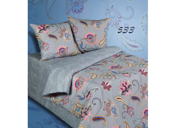 Комплект постельного белья Экзотика Цветочный орнамент поплин двуспальный евро