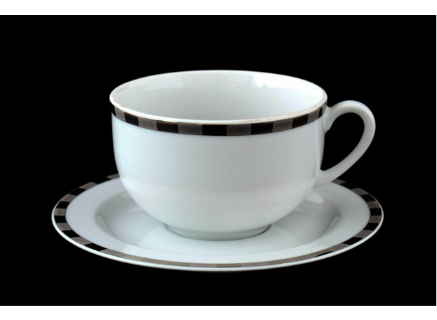 Набор чайных пар Опал Платиновые пластинки (чашка 280 мл + блюдце) на 6 персон 12 предметов
