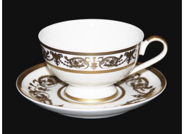 Набор для чая Александрия Голд/белый (чашка 200 мл + блюдце) на 6 персон 12 предметов