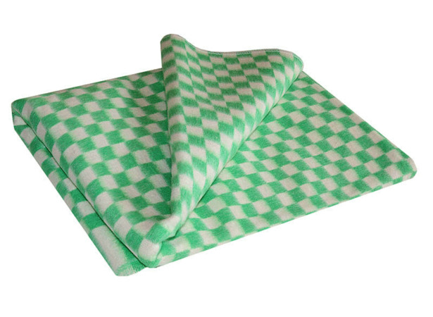 Одеяло байковое Ермолино Клетка 140х205 см (зеленое)