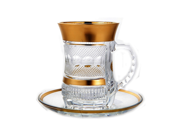 Набор для чая Двойная золотая полоса (армуда 225 мл + блюдце) на 6 персон