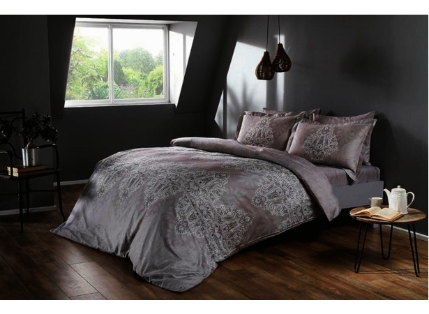 Комплект постельного белья Tac Premium Digital Caledon (серый) сатин-делюкс двуспальный евро