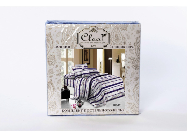 Комплект постельного белья Cleo Бежево-серый с орнаментом поплин двуспальный евро