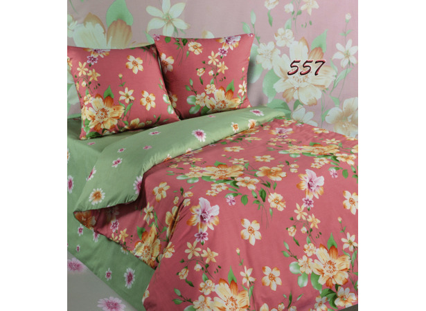 Комплект постельного белья Экзотика Цветы на розовом фоне поплин 15 сп