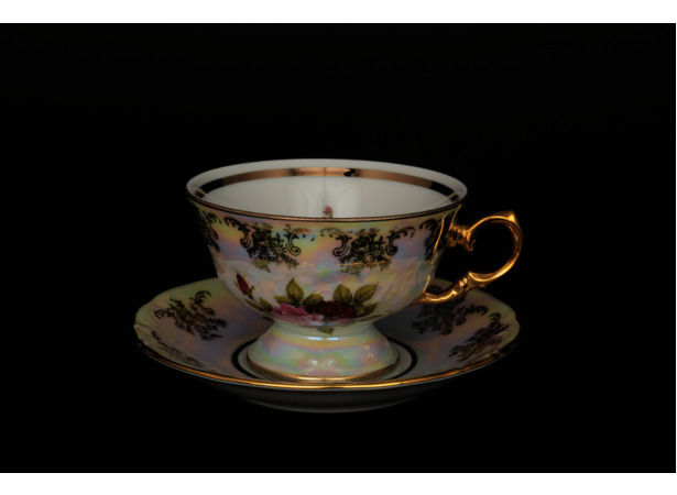 Набор чайных пар Фредерика Роза перламутр (чашка 220 мл + блюдце) на 6 персон 12 предметов