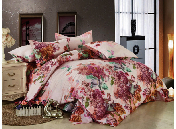 Комплект постельного белья Cleo Цветочный орнамент на светло-розовом фоне бязь 15 сп