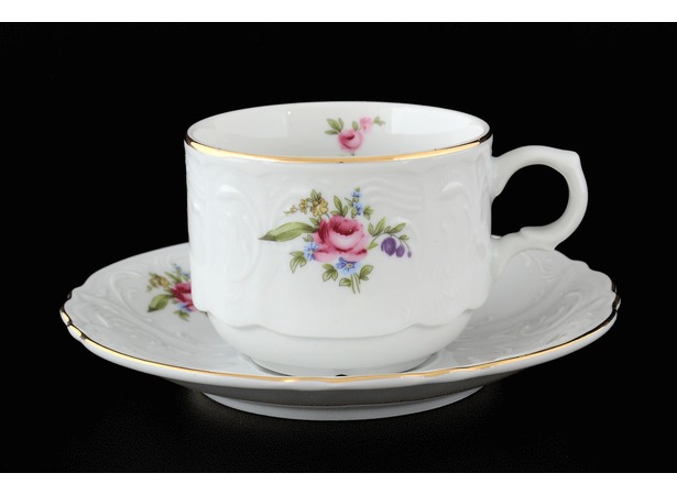 Набор чайных пар Бернадот Полевой цветок (чашка 250 мл + блюдце) на 6 персон