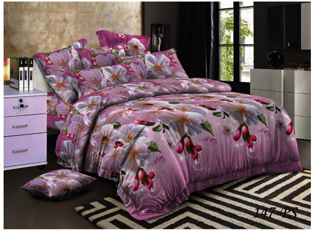 Комплект постельного белья Cleo Цветы яблони полисатин двуспальный