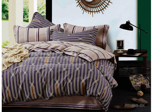 Комплект постельного белья Cleo Сиреневый с абстрактным рисунком сатин двуспальный