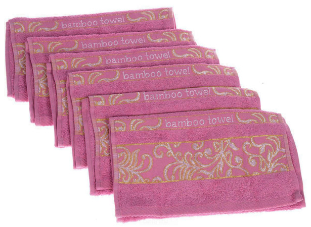 Набор полотенец Brielle Bamboo Jacquard 30х50 см 6 шт (розовый)