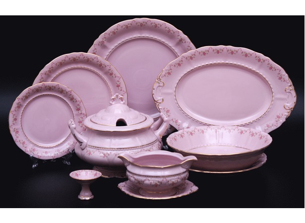 Сервиз столовый Соната Розовый фарфор 0158 на 6 персон 25 предметов