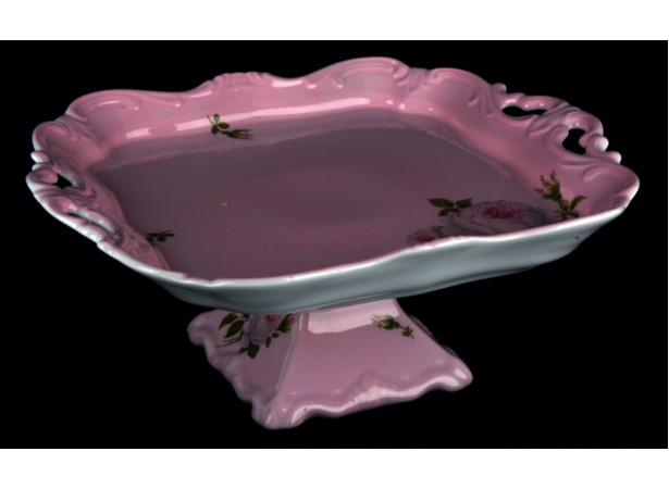 Блюдо Алвин розовый 6076 21 см квадратное на ножке