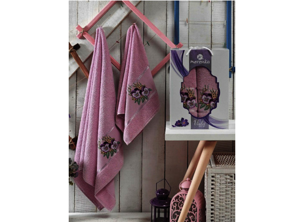 Набор махровых полотенец Merzuka Violet 50х80 см 70х130 см 2 шт (сиреневый)