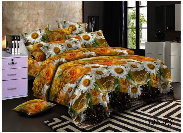 Комплект постельного белья Cleo Желтые цветы полисатин двуспальный
